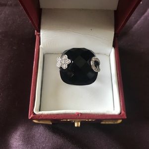 Black onyx and diamond ring